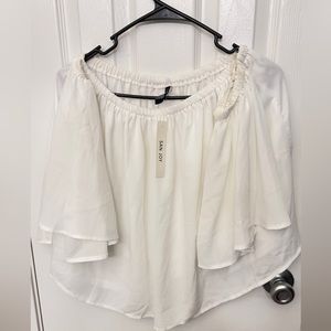 Cute Off The Shoulder White Ruffled Blouse